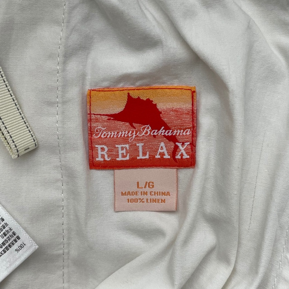Tommy Bahama Relax Mens 100% Linen Pants Beige Oatmeal Elastic Back Waist Large‎ - Picture 3 of 9